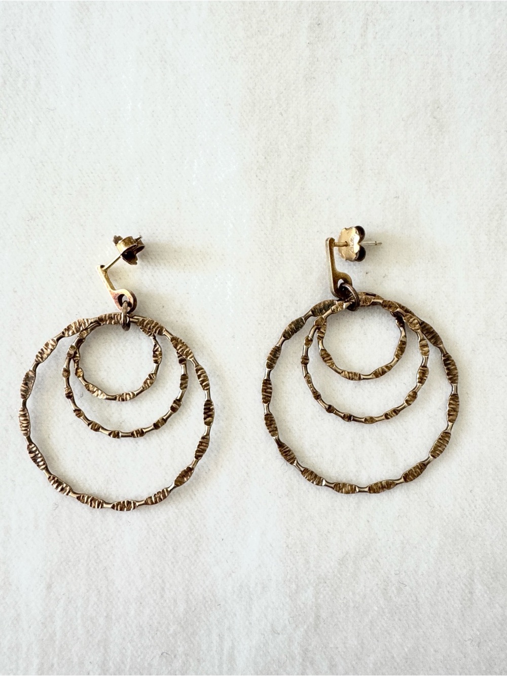 Gold-Tone Triple Hoop Drop Earrings - Women Jewelry Oxette